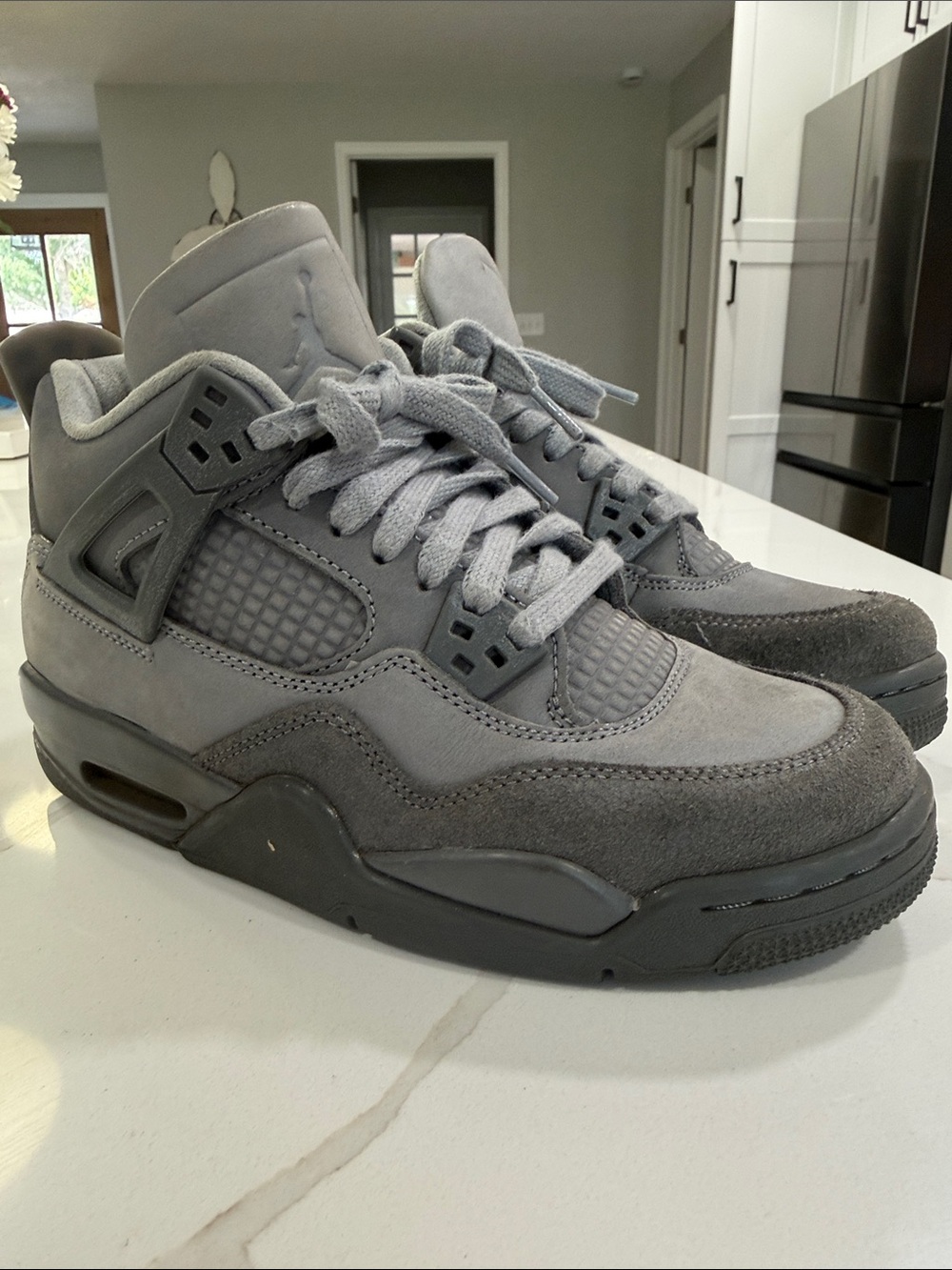 Jordan 4 retro mid-top Kids Grey Suede High-Top Sneakers